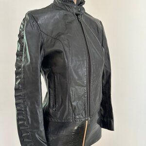 Vintage Black Leather Motorcycle Jacket
